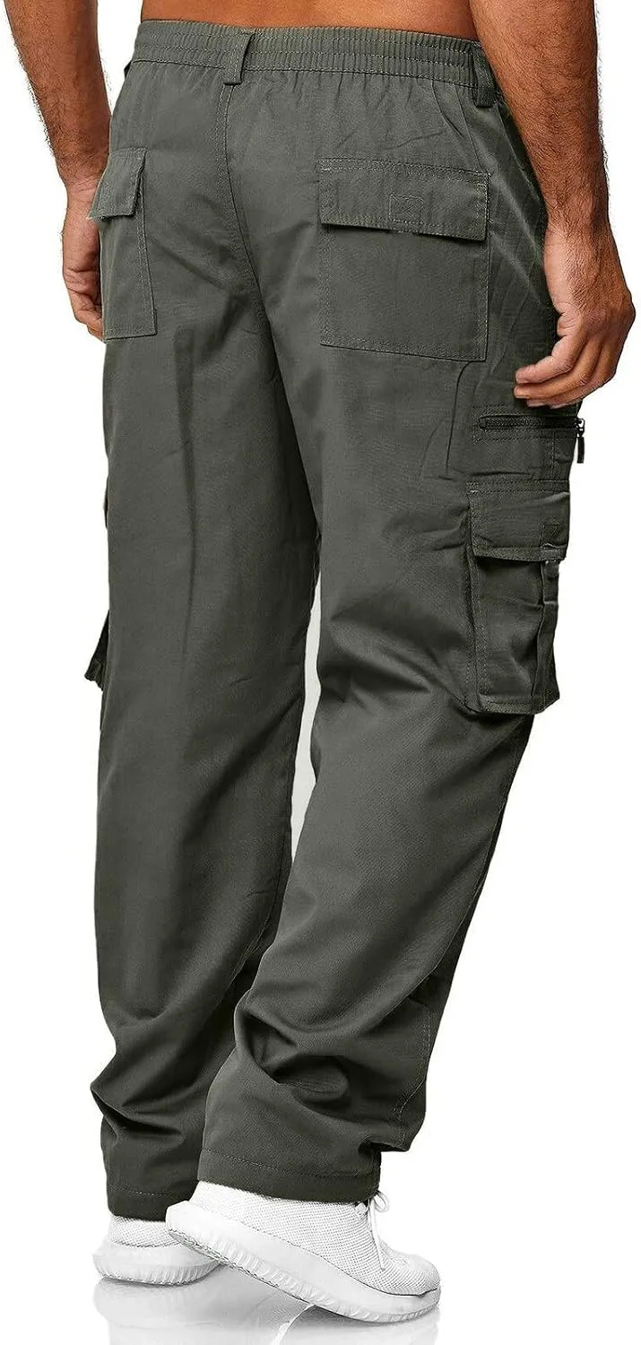 2024 Men's Baggy Cargo Pants Loose Sport Hiking Pants Stylish Casual Work Jogger Sweatpants Outdoor Trousers Pockets