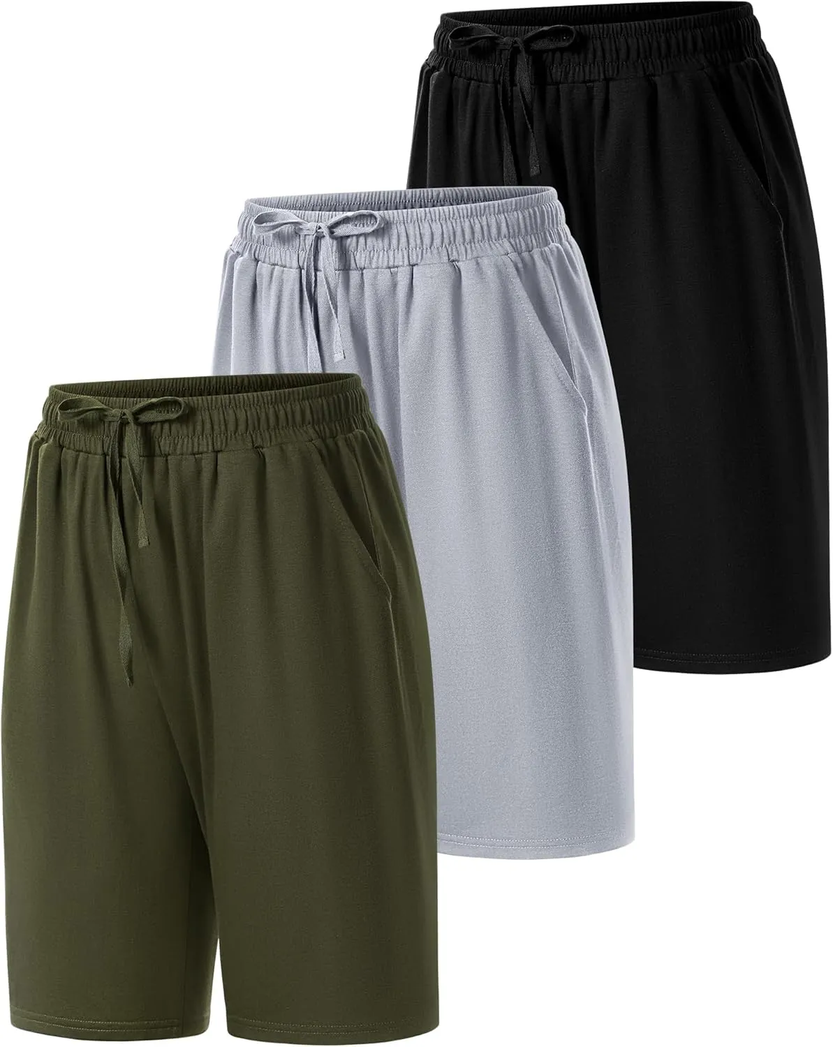 3 Pcs Women Quick Dry Shorts High Waisted Bermuda Shorts for Yoga Athletic Drawstring Bermuda Shorts with Pocket