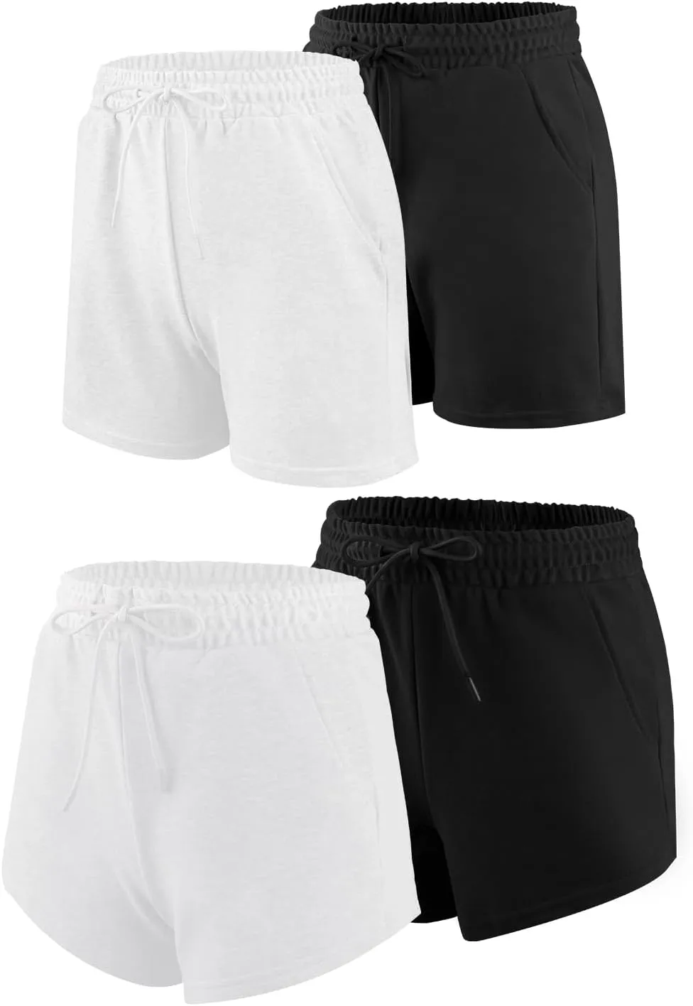 4/5 Pack Sweat Shorts for Women with Pockets, Drawstring Cotton Workout Shorts Lounge Casual for Summer Running Shorts