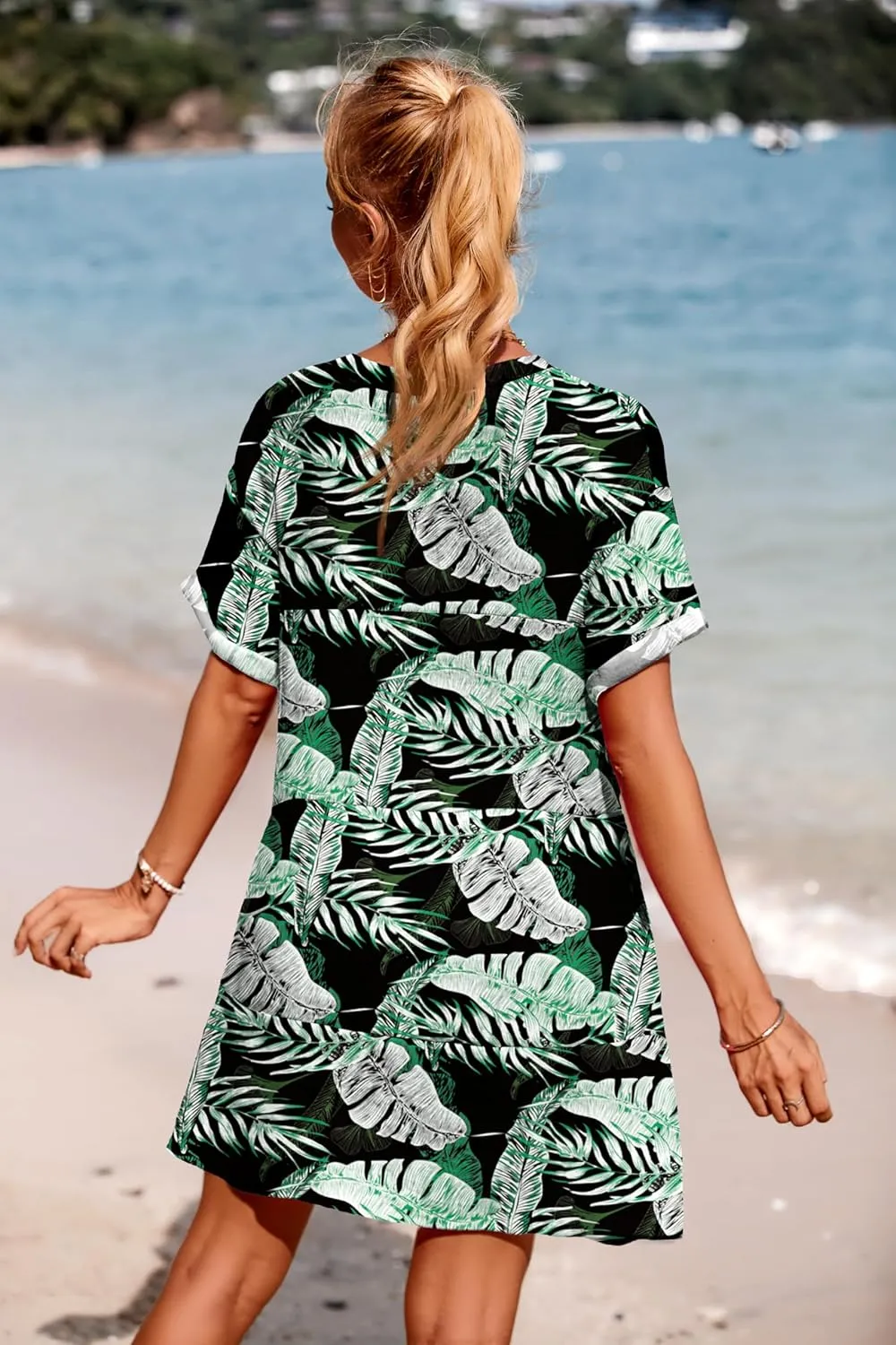 AI'MAGE Women's Swimsuit Coverups Bikini Beach Swimwear Cover Up A-line Bathing Suit Cover Up Dress with Pockets