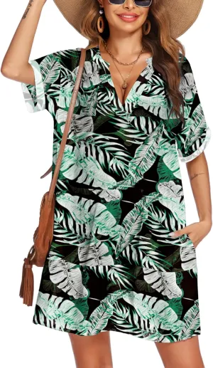 AI'MAGE Women's Swimsuit Coverups Bikini Beach Swimwear Cover Up A-line Bathing Suit Cover Up Dress with Pockets