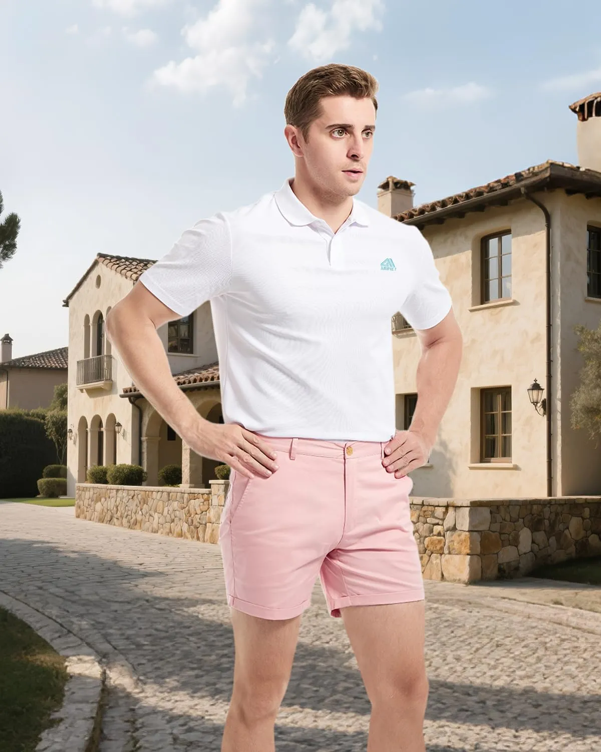 AIMPACT Mens Chino Shorts Slim-fit 5.5" Flat Front Stretch Casual Short Shorts