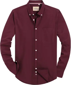 Alimens & Gentle Mens Solid Oxford Shirt Long Sleeve Dress Shirt Work Casual Button Down Shirts with Pocket