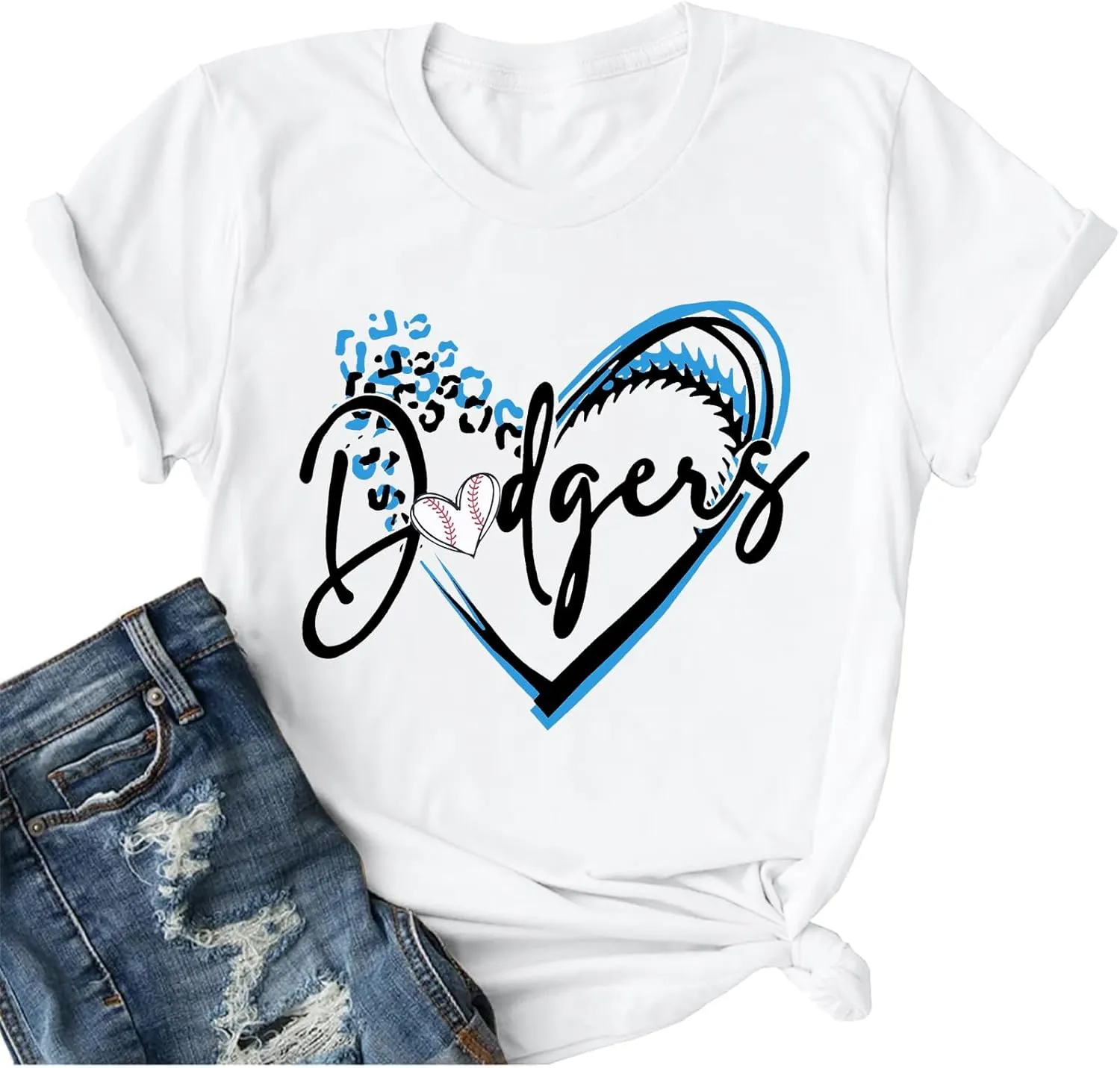 ALLTB Baseball Shirt for Women Baseball Mom Shirt Baseball Heart Graphic Tee Game Day Short Sleeve Tops
