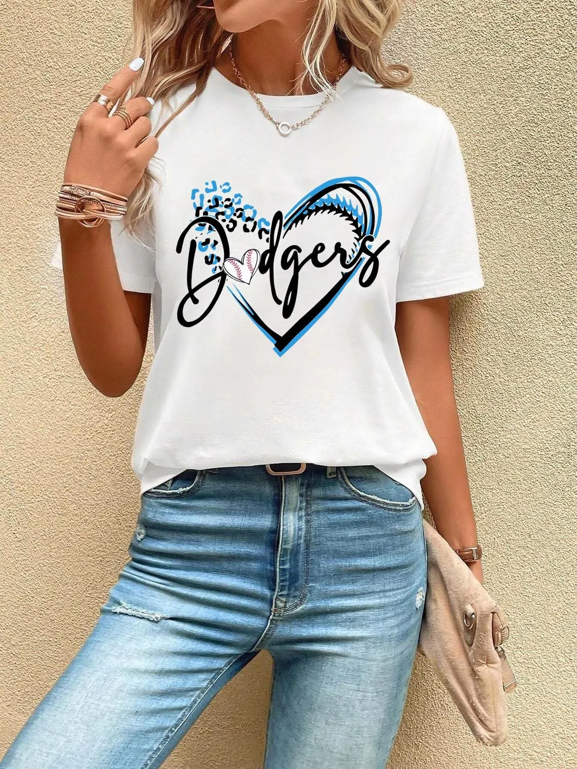 ALLTB Baseball Shirt for Women Baseball Mom Shirt Baseball Heart Graphic Tee Game Day Short Sleeve Tops