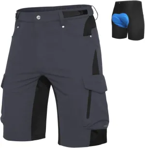 Ally Mens Mountain Bike Shorts 4D Padded Bike Shorts Baggy Cycling Biking Bicycle Biker Shorts Loose-fit with 6 Pockets