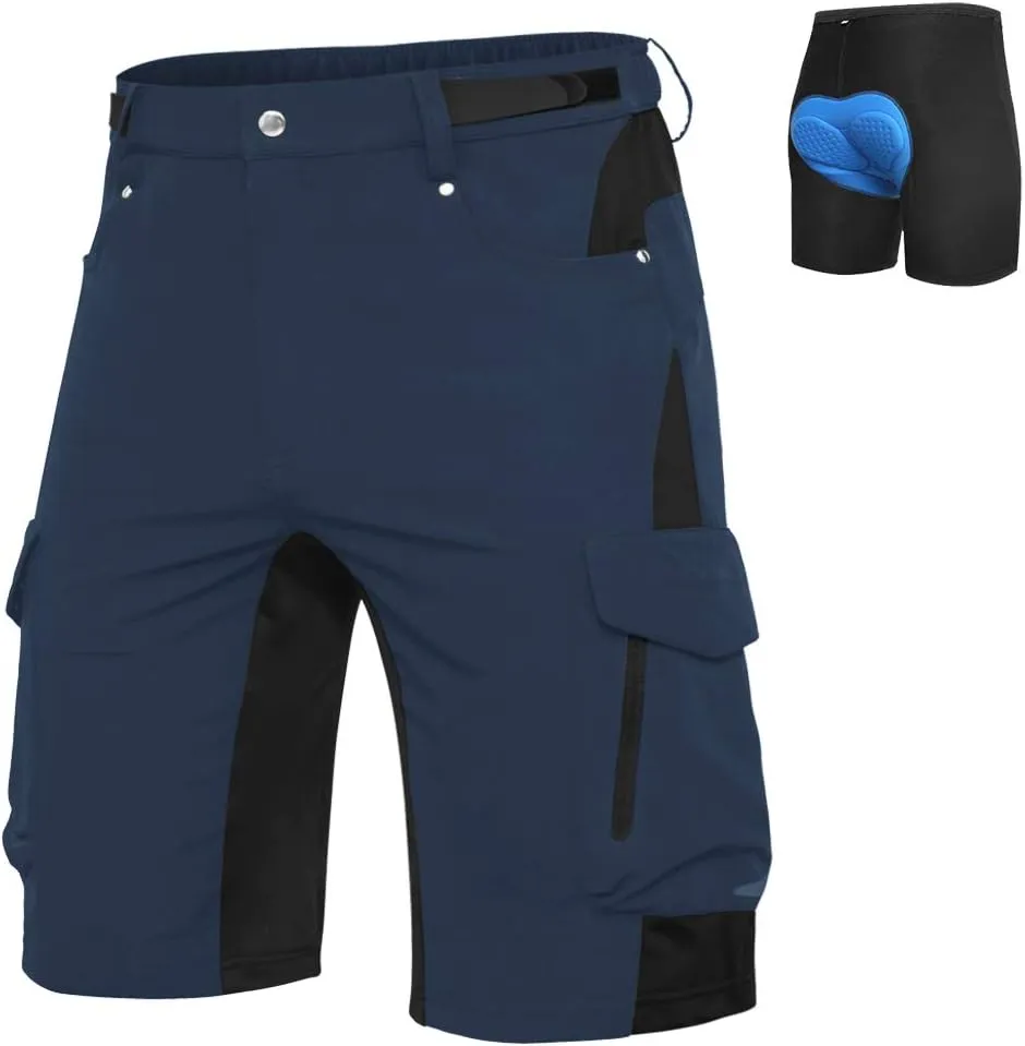 Ally Mens Mountain Bike Shorts 4D Padded Bike Shorts Baggy Cycling Biking Bicycle Biker Shorts Loose-fit with 6 Pockets