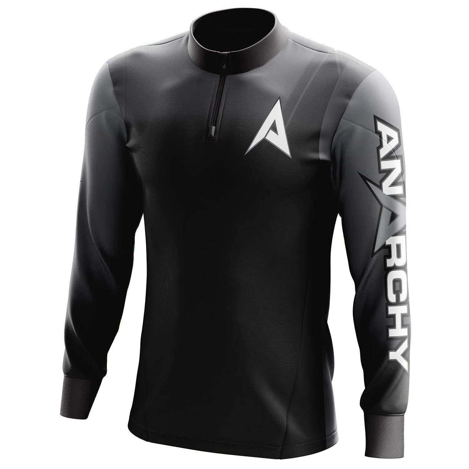 Anarchy Bat Company Long Sleeve Quarter Zip - Gray/Black Fade