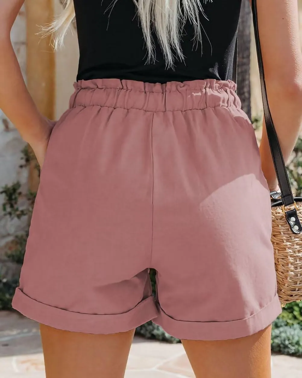 ANFTFH Womens Casual Shorts Summer Drawstring Elastic Waist Comfy Shorts with Pockets