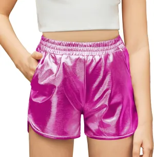 Arshiner Girls Metallic Shorts Summer Sparkly Shiny Hot Dance Athletic Pants Shorts