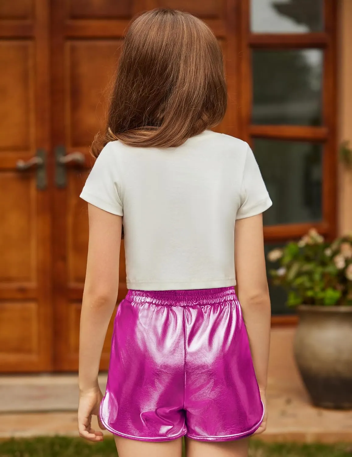 Arshiner Girls Metallic Shorts Summer Sparkly Shiny Hot Dance Athletic Pants Shorts