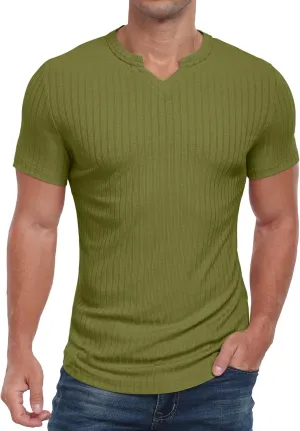 Askdeer Mens Short Sleeve Muscle T Shirt Slim Fit V-Neck Casual Shirt Gym Workout Athletic Tee