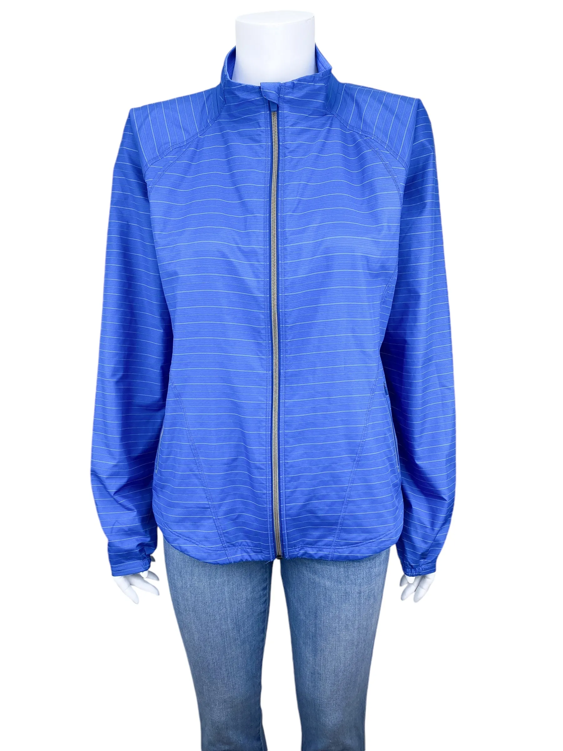 Athleta Women's Jammin Run Nylon Jacket Blue Silver Size M