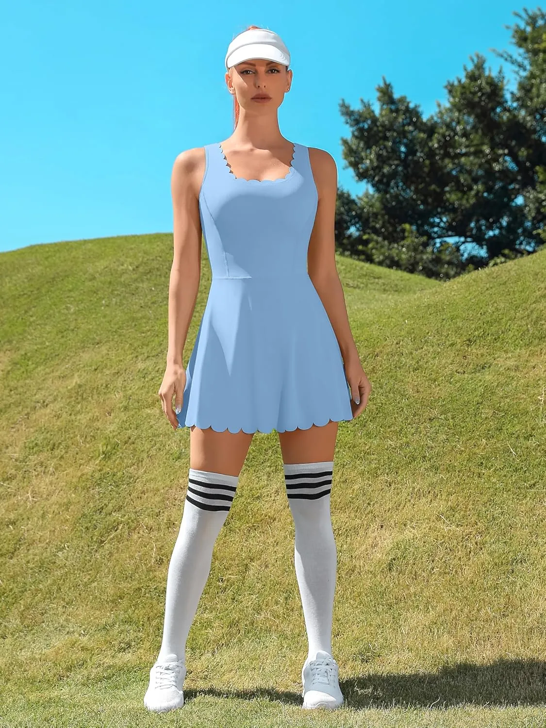 ATTRACO Women Tennis Dress with Shorts Workout Golf Skirts with Pockets Athletic Dresses