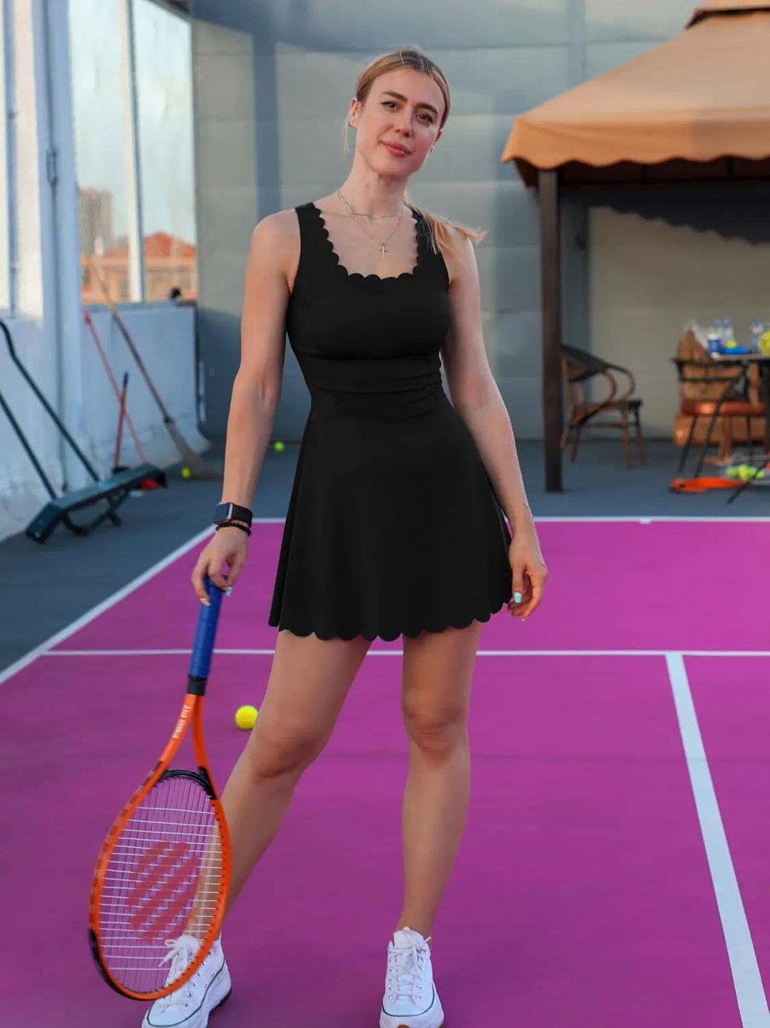 ATTRACO Women Tennis Dress with Shorts Workout Golf Skirts with Pockets Athletic Dresses