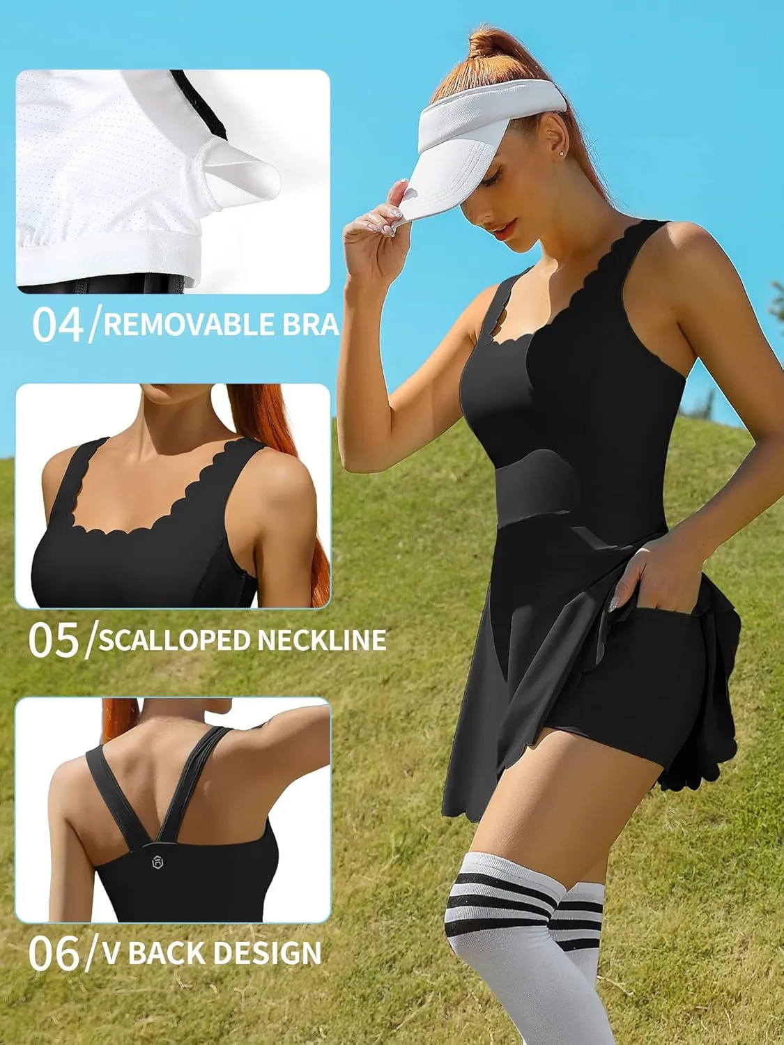ATTRACO Women Tennis Dress with Shorts Workout Golf Skirts with Pockets Athletic Dresses