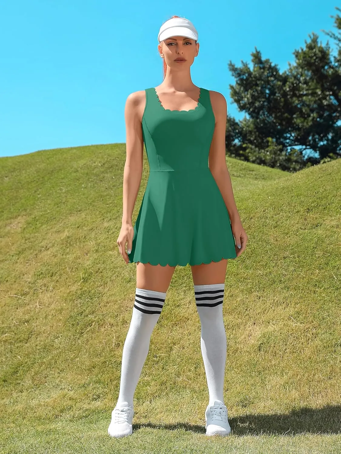 ATTRACO Women Tennis Dress with Shorts Workout Golf Skirts with Pockets Athletic Dresses
