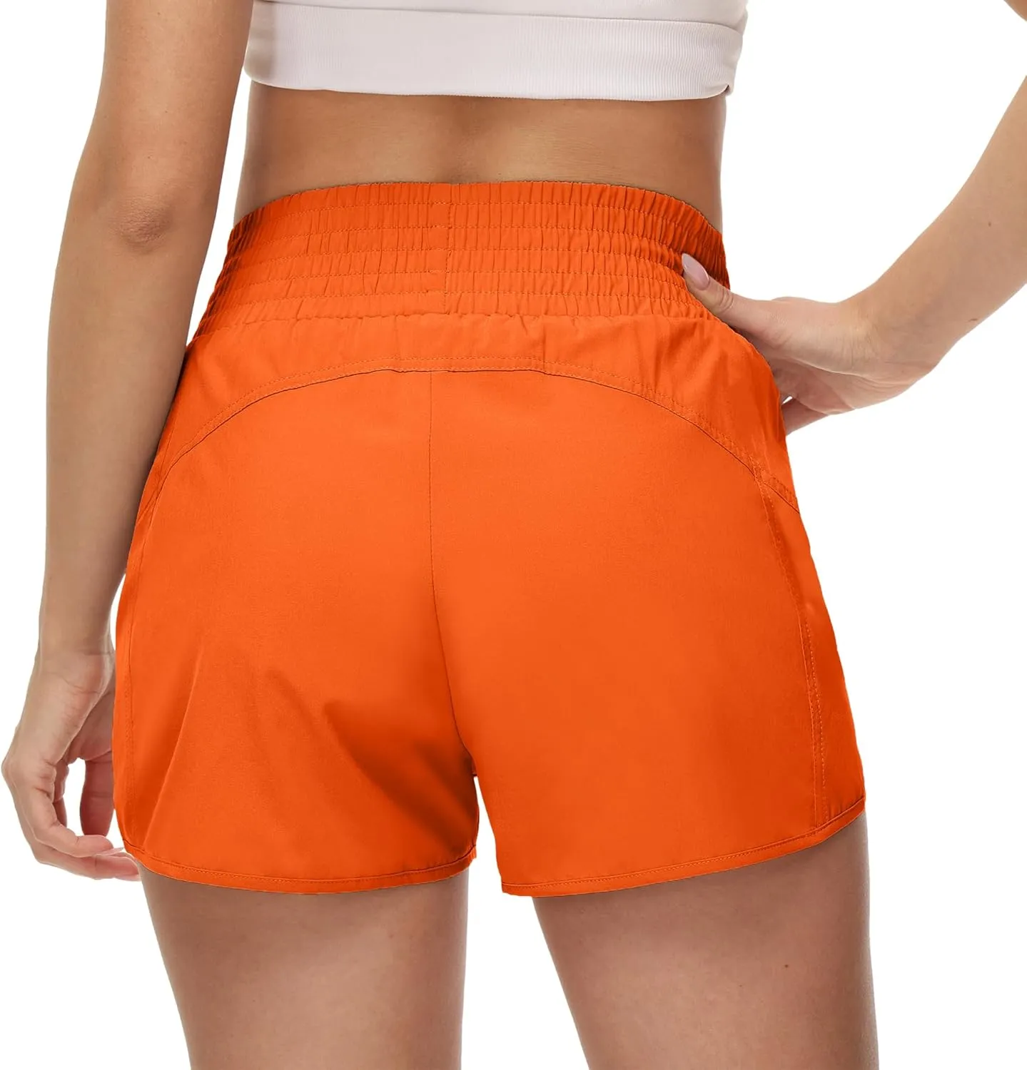 Aurefin High Waisted Athletic Shorts for Women, Quick Dry Running Shorts with Pocket and Liner Gym Workout Shorts for Summer