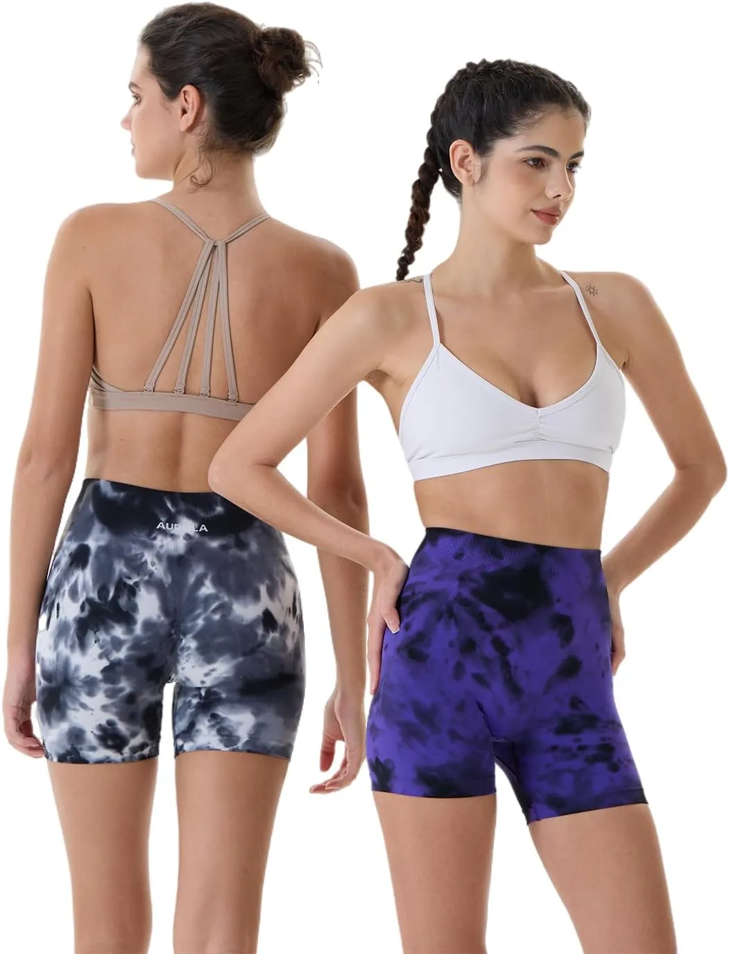 AUROLA Dream Tie Dye Workout Shorts for Women Seamless Scrunch Soft Active Shorts