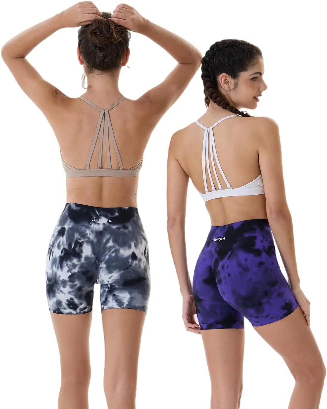 AUROLA Dream Tie Dye Workout Shorts for Women Seamless Scrunch Soft Active Shorts