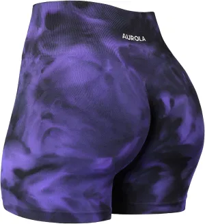 AUROLA Dream Tie Dye Workout Shorts for Women Seamless Scrunch Soft Active Shorts