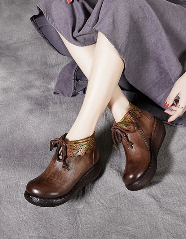 Autumn Winter Handmade Wedge Boots