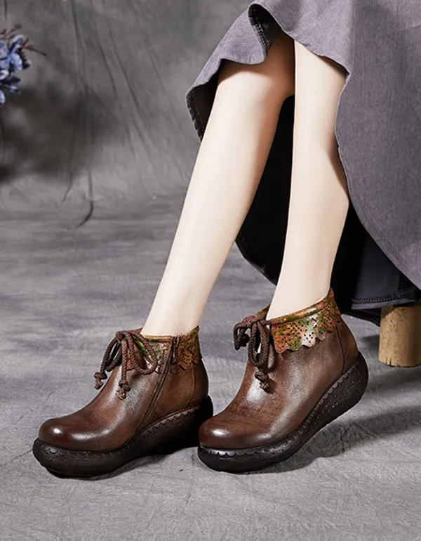 Autumn Winter Handmade Wedge Boots
