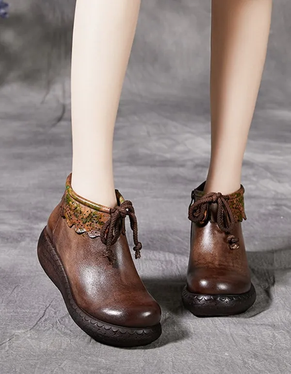 Autumn Winter Handmade Wedge Boots