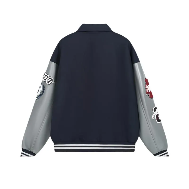 Badge towel embroidery lapel jacket men's trendy high-end baseball jacket