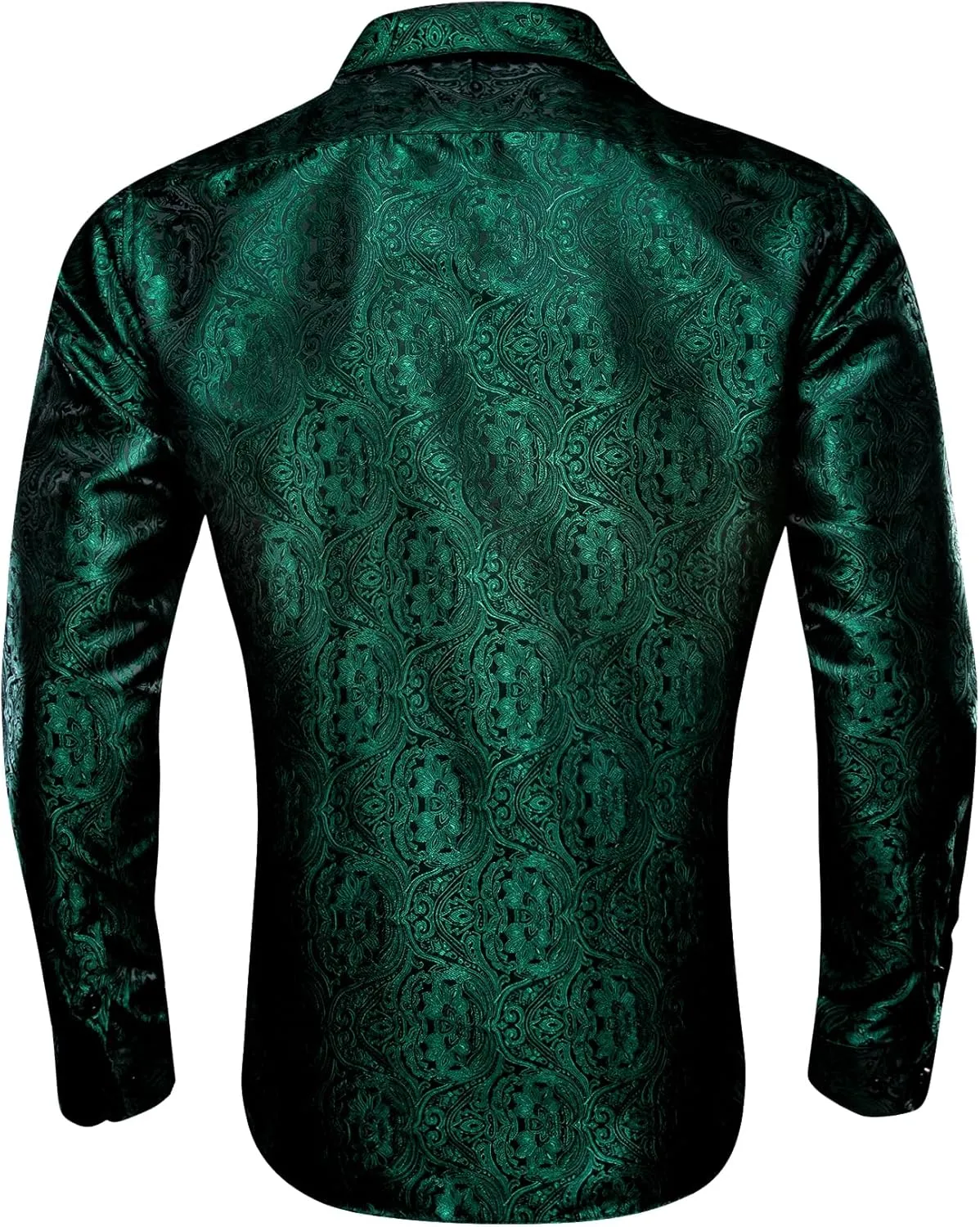 Barry.Wang Mens Western Shirts Silk Paisley Long Sleeve Button Down Dress Shirt Designer Mexico Cowboy Shirt Party Casual