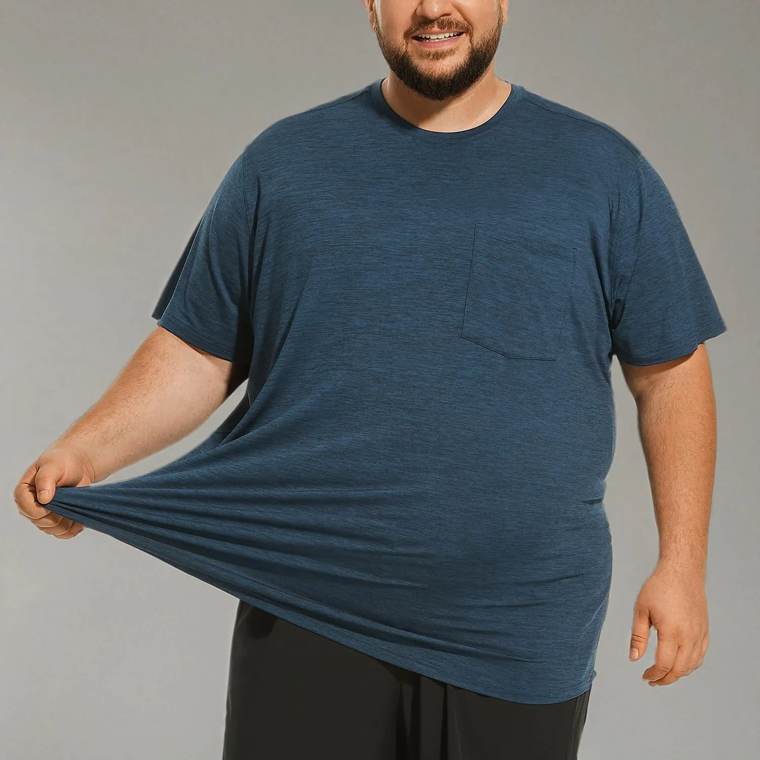 Big and Tall Mens T-Shirt UPF 50  Sun Protection Swim Shirt SPF Quick Dry 2XL-6XL