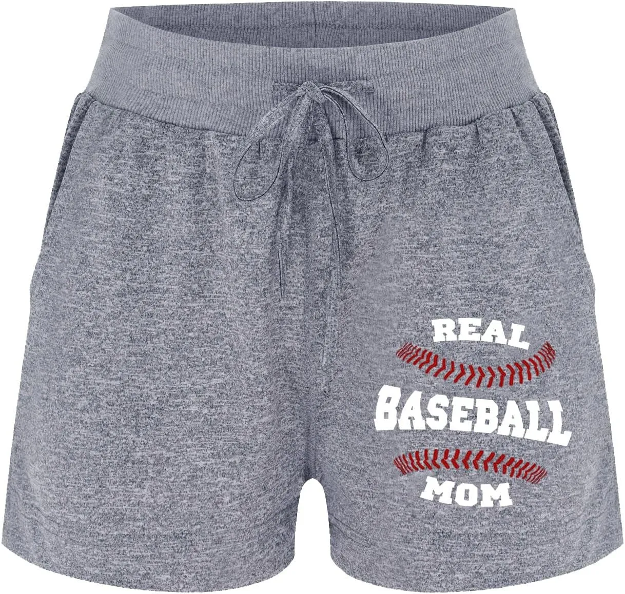 Biker Shorts Women Baseball Print Drawstring Elastic Waist Summer Shorts with Pocket Casual Lightweight Bermuda Short