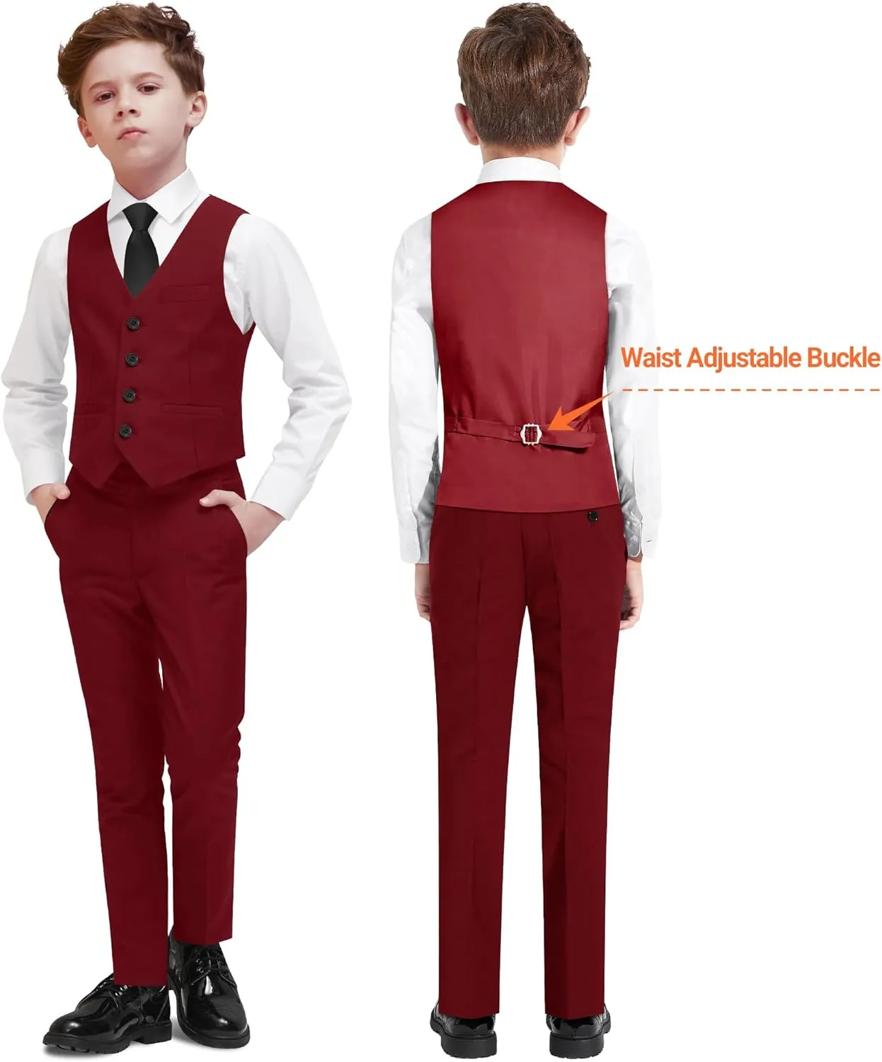 Boys' Formal Dresswear Suits Set, with Suspenders, Adjustable Waist