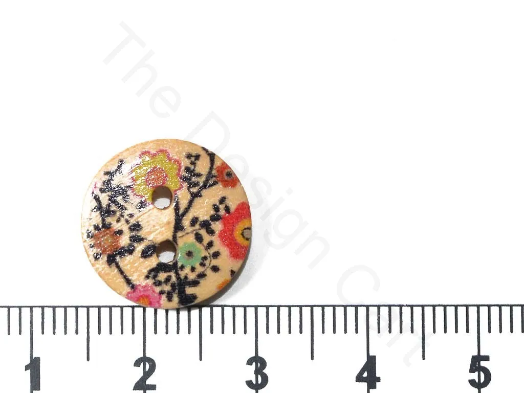 Brown Flowers Design Wooden Buttons