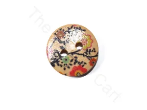 Brown Flowers Design Wooden Buttons