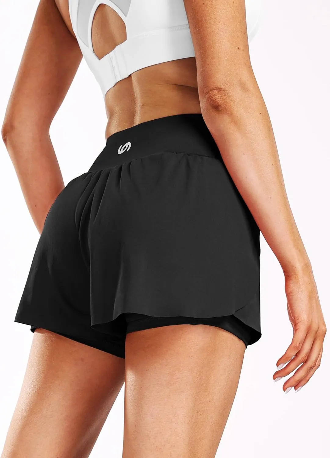 CADMUS 2 in 1 Women's Spandex Athletic Shorts Gym Yoga Shorts Pockets