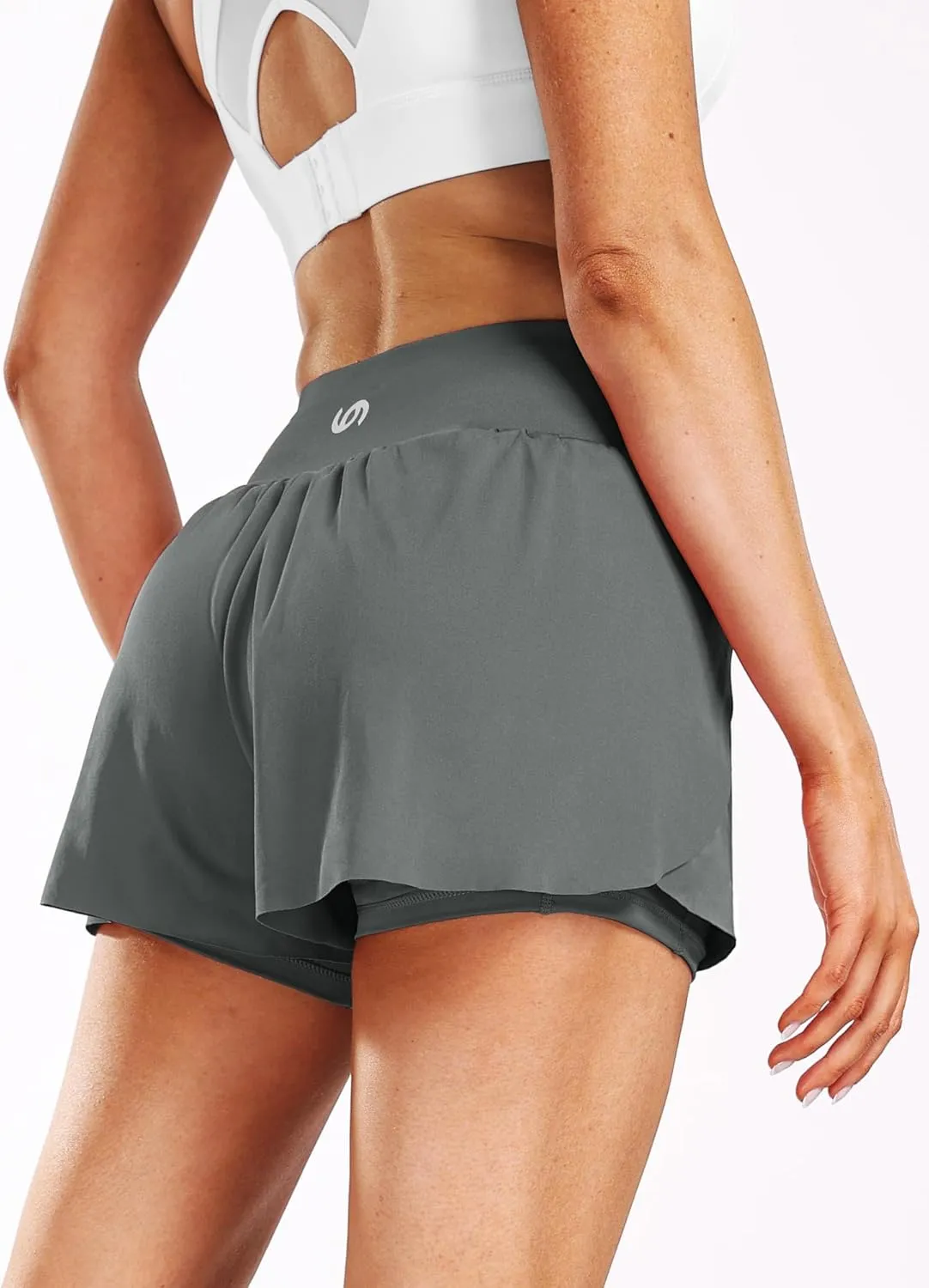 CADMUS 2 in 1 Women's Spandex Athletic Shorts Gym Yoga Shorts Pockets