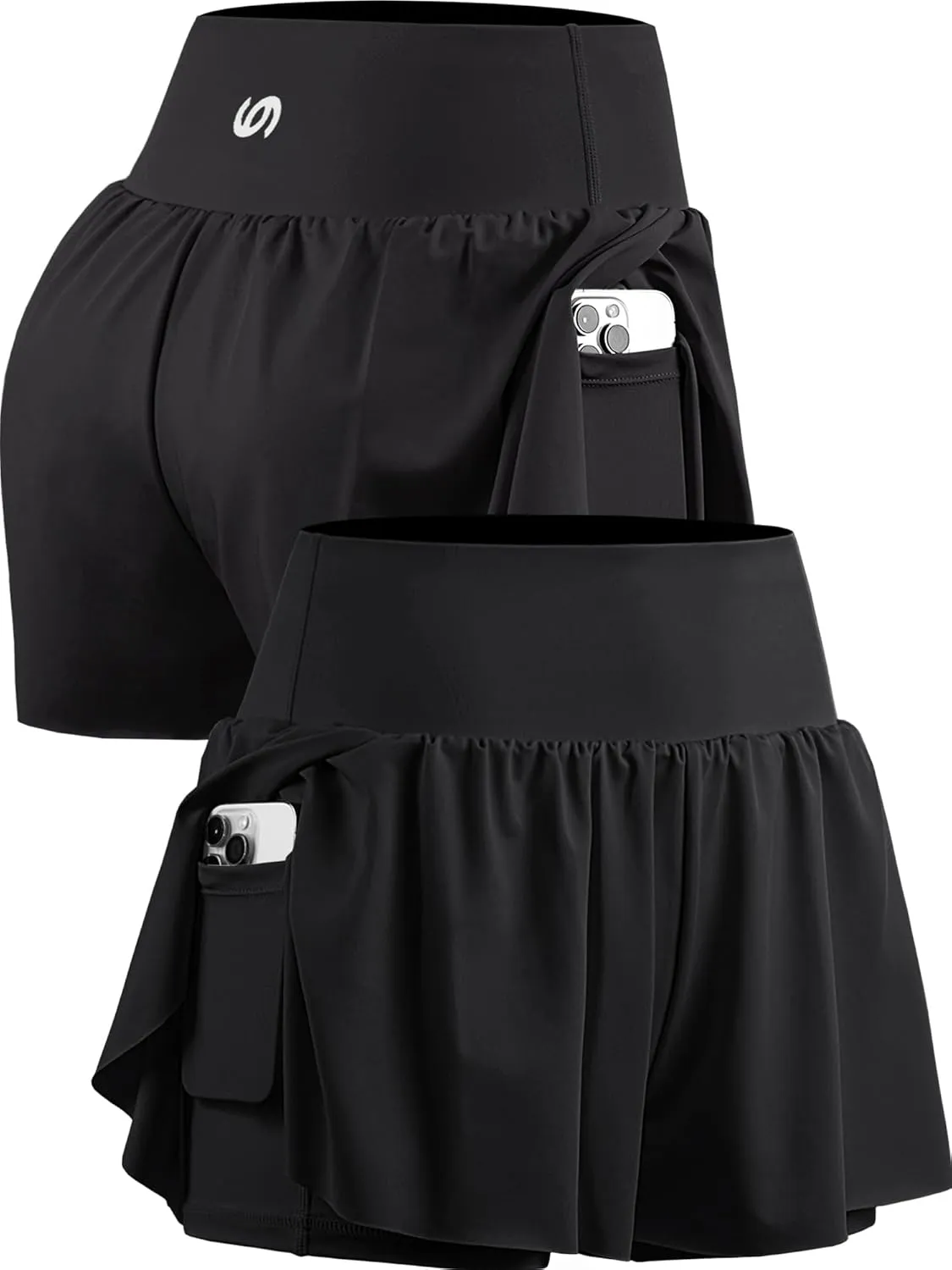 CADMUS 2 in 1 Women's Spandex Athletic Shorts Gym Yoga Shorts Pockets