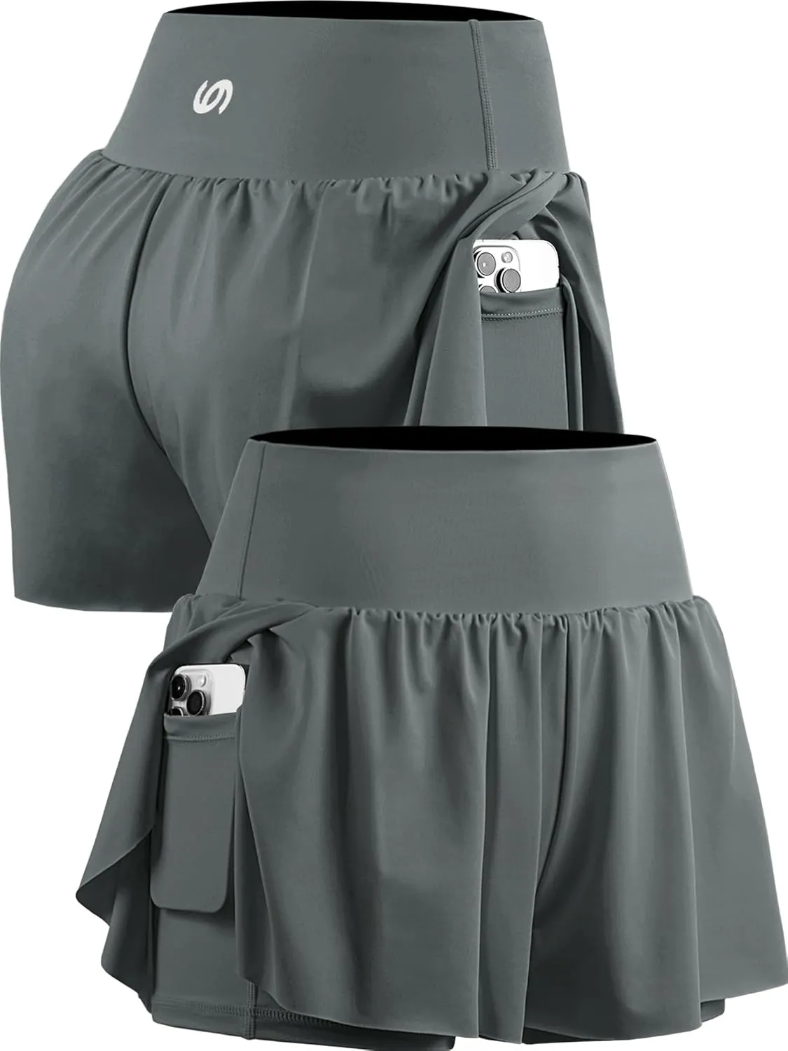 CADMUS 2 in 1 Women's Spandex Athletic Shorts Gym Yoga Shorts Pockets