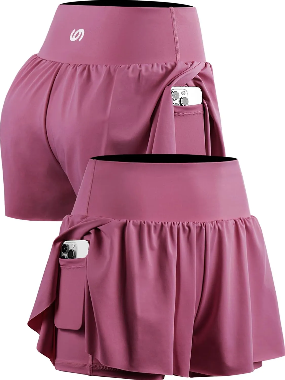 CADMUS 2 in 1 Women's Spandex Athletic Shorts Gym Yoga Shorts Pockets