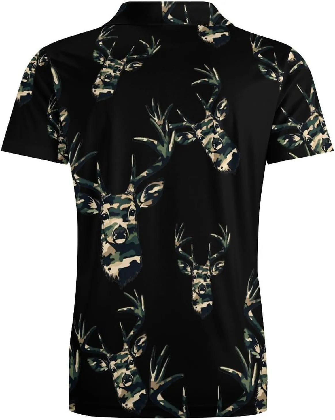 Camouflage Deer Head Men's Polo-Shirt Regular-Fit Short Sleeve Sports Quick Dry Golf Tennis T-Shirt