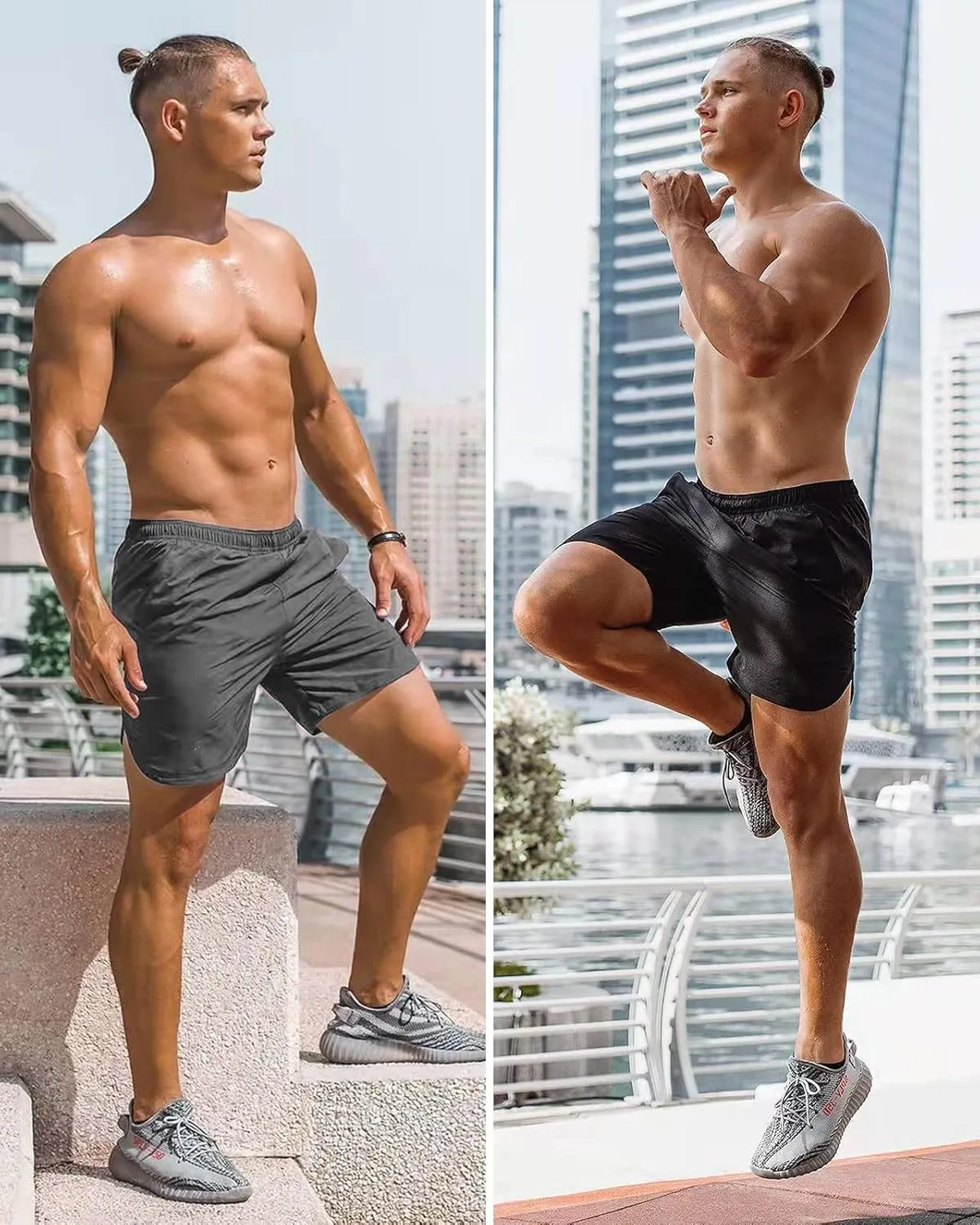 CANGHPGIN 2 Pack Men's Running Athletic Shorts 7'' Quick Dry Sports Gym Shorts with Pockets, Exercise Workout Shorts Men