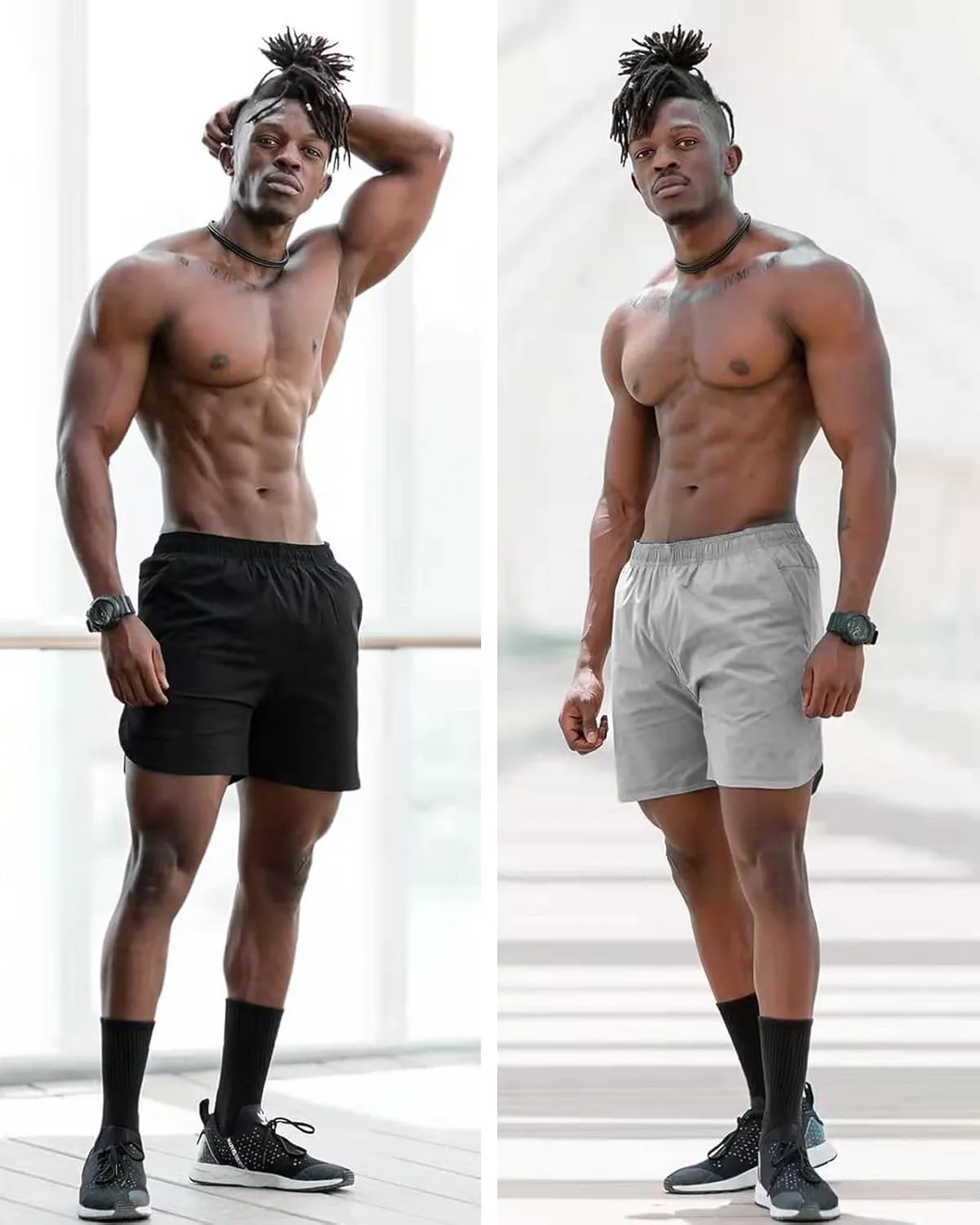 CANGHPGIN 2 Pack Men's Running Athletic Shorts 7'' Quick Dry Sports Gym Shorts with Pockets, Exercise Workout Shorts Men
