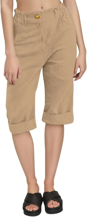 Capri Pants for Women Summer Casual Lounge Straight Leg Pants Cropped Cotton Linen Comfy Baggy Trousers with