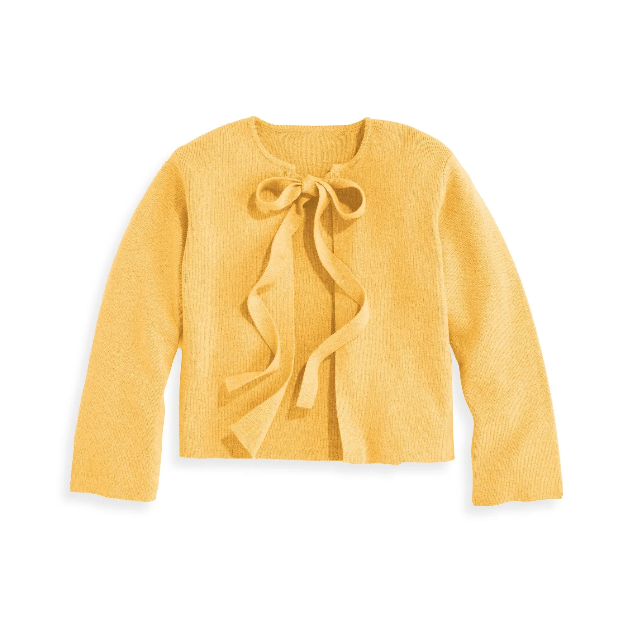 Cashmere Blend Tie Front Cardigan -- Goldenrod