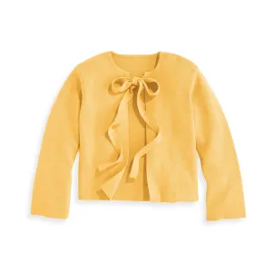 Cashmere Blend Tie Front Cardigan -- Goldenrod