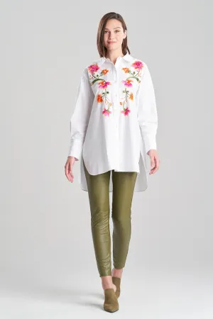 Chikayo Cotton Poplin Oversized Embroidered Shirt