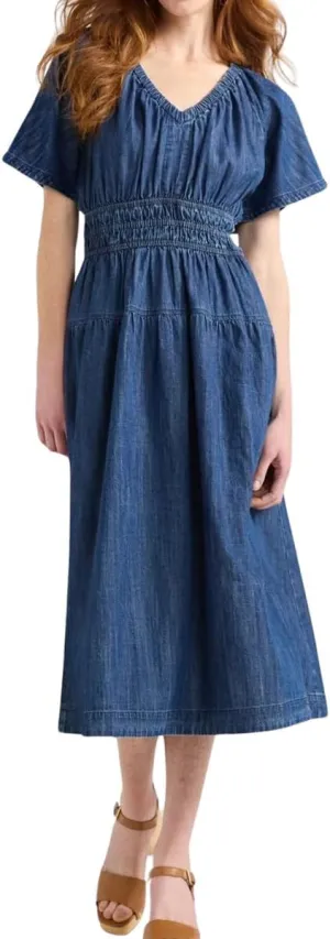 chouyatou Women's Summer Boho V-Neck Midi Long Dress Cotton Linen Short Sleeve Business Casual Shirt Dress