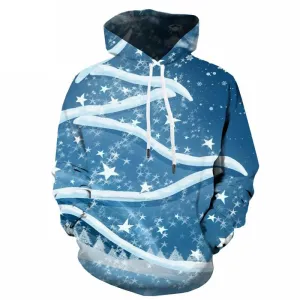 Christmas Hoodie Men New Year 3d Printed Cloud Hooded Casual Snowflake Hoody Anime