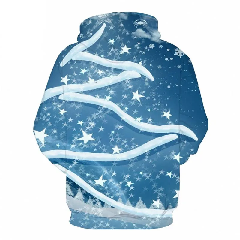 Christmas Hoodie Men New Year 3d Printed Cloud Hooded Casual Snowflake Hoody Anime